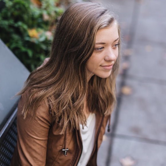 Brown leather jacket with hood - Picture 1 of 3